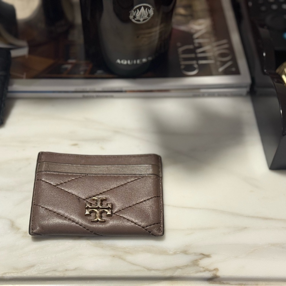 Tory Burch Metallic Brown Quilted Card Holder